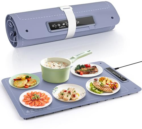 Euakee Chauffe Plat Électrique, Plateau Chauffant avec Température Réglable 40°C - 120°C et Minuteur de 1/3/ 5 Heures, Chauffe Assiette à Réchaud pour Buffets, Fêtes, Banquet (01)