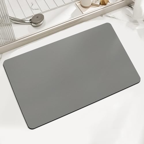 LIMNUO Diatomite Stone Tapis de Bain en Pierre,antidérapant,à séchage Rapide, Facile à Nettoyer Tapis de Baignoire, Tapis de Douche Doux Séchage Rapide (Gris, 43X80cm)
