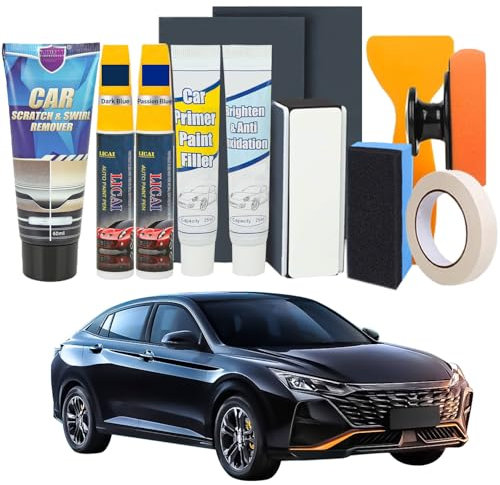 Reparador Arañazos Coche, Quita Arañazos Coche Pulimento Coche Arañazos para Reparación de Arañazos de Pintura Arañazos de Ramitas Arañazos de Clavos Oxidación Desgaste (Azul perla oscuro+Azul pasión)