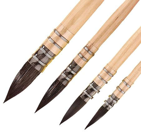 PORFOYO Ensemble de Pinceaux de Calligraphie Chinoise et Kanji Sumi - 4 Pièces pour Étudiants, Artistes, Débutants