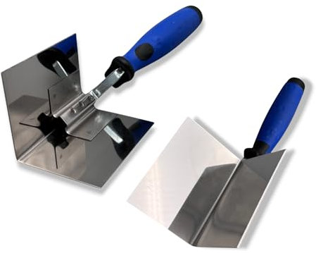 Juego de paletas para esquinas interiores y exteriores, bordes perfectos para paredes y techos, espátula de esquina, paleta de acero inoxidable con mango suave