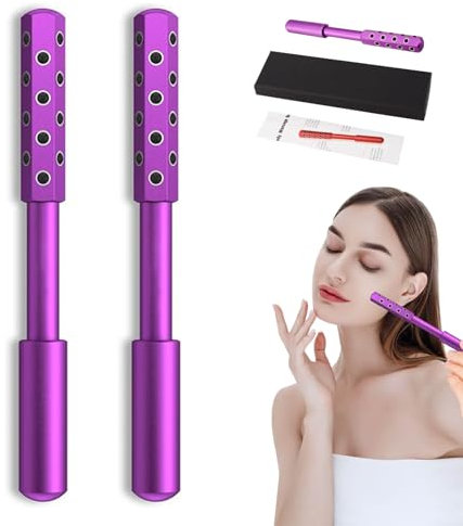 Glowious Gesichtsroller Mit Germaniumsteinen - 3D-Gesichtsmassagegerät Zur Hautstraffung & Gesichtskonturierung, Kühlender Gesichtsroller, Nur 3 Minuten Pro Tag (2PCS)