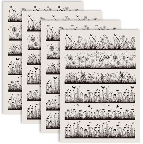 PRESSINART 4 Hoja de Papel de Transferencia de Calcomanías Cerámicas con Patrón de Huellas de Gato Negro Lindo para Porcelana Deslizante para Decoración de Esmalte de Arcilla Suministros de Arte