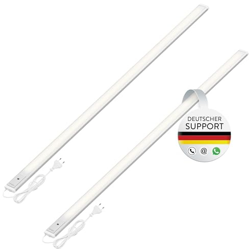 Set di 2 Oktaplex Riva LED faretti da incasso con sensore, 700lm, bianco caldo, 120cm, luce per cucina, barra luminosa dimmerabile, 10W, argento, 230V