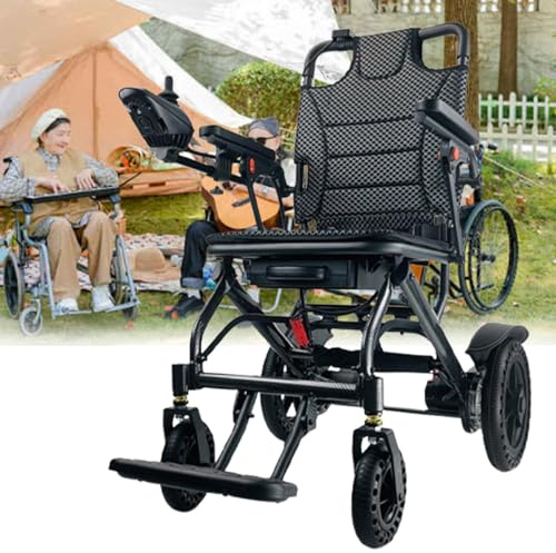 Silla de ruedas eléctrica plegable ligera para adultos con marco de aluminio de carbono, capacidad de 100 kg, ideal para viajes y uso diario
