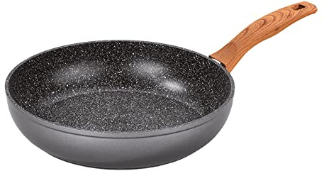 STONELINE Back to Nature Schmorpfanne 24 cm, Made in Germany, hoher Rand, hohe Pfanne für öl- und fettfreies Braten, antihaft beschichtet mit echten Steinpartikeln, Induktion