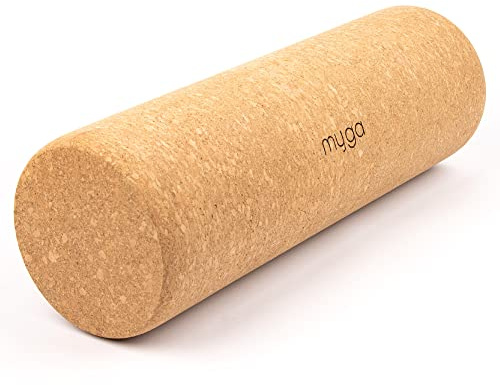 Myga Rodillo de masaje para fascias de corcho natural para liberación miofascial, punto de activación, terapia física y masaje de tejido profundo, objetivos musculares, 15 x 45 cm