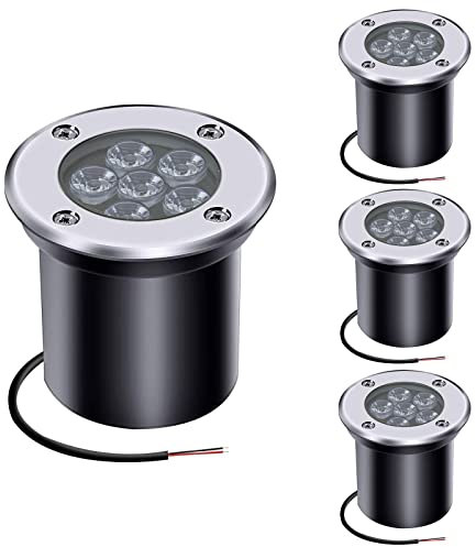 AHOTSUK 6W Bodeneinbaustrahler Aussen LED Bodenstrahler Garten wegeleuchten außen 12V 24V Landschaftsbeleuchtung IP67 wasserdicht für Aussen Wegbeleuchtung Garten Terrasse Treppen,Kühles Weiß