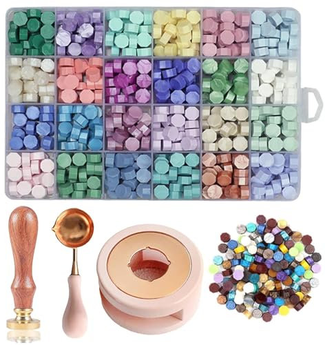 Wachssiegel Stempel Kit Select Zone Wachssiegelwärmer Set Siegelwachs Perlen Set für Basteln von Briefmarken, Geschenkverpackung