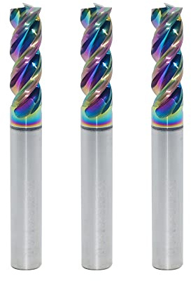 JIANXING Fraise carrée en carbure de tungstène de 6mm pour applications en aluminium et cuivre, 3 cannelures, HRC55, longueur 50mm, queue 6mm, revêtement DLC, ébauche/finition, fraises CNC (3 pièces)