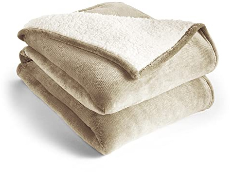 Silentnight Snugsie Giant Blanket - Fleece Throw Plush Blanket Super-Sized with Warm Sherpa Fleece Inside Reversible for Whole Family Sofa Couch Bed - 240 x 180cm – Stone