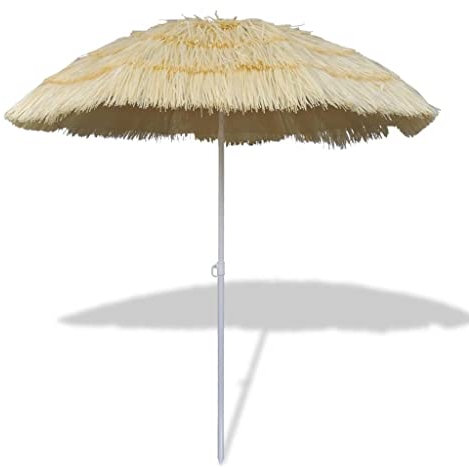 Klappbarer Sonnenschirm Gartenschirm Terrassenschirm Marktschirm Ampelschirm Strandschirm Kurbelschirm Hawaii-Stil, für Balkon Garten Terrasse (180cm, Beige)