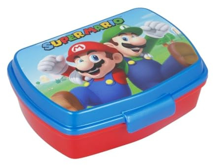 My sweety pop - Boîte à goûter - Lunch box - Pour enfant - Crèche - Maternelle - Ecole - Vacances - Repas - 17 cm - Idée Cadeau - Super Mario - Bleu/Rouge - pour garcon