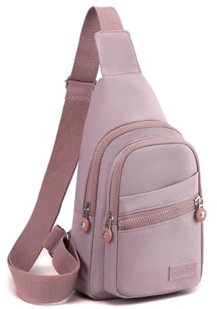 Sling Bag Chest Bag for Women Men,Anti Theft Crossbody Bags,Waterproof Shoulder Bags,One Strap Small Backpack Lightweight Small Rucksack for Sports Outdoor Travel (Purple)