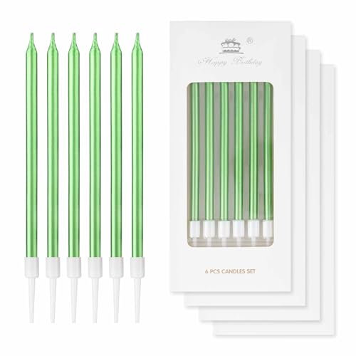 24 grüne Geburtstagskerzen, Party-Kerzen, Happy Birthday-Kerzen, Kuchendekorationen, lange Kerzen für Geburtstagsparty-Dekorationen