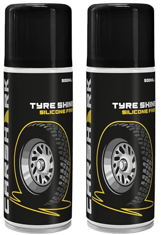 CARSHARK Tyre Shine Silicone-Free, 2 x 500 ml, Clean Finish, Aerosol Spray