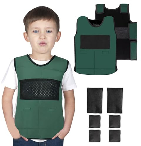 Vest for Kids Including 6 Removable Weights (Green, Small)