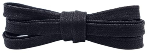 BupiMufi Lacets plats en coton ciré pour chaussures raides et chaussures en cuir 100-140 cm, Noir , 120