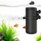 Hoquare Internal Fish Tank Filter, 4 in 1 Submersible Aquairum Pump Filter, Aquarium Filter with 2 Water Outlet, 500~800L/H Adjustable Water Flow Small Tank Filter Pump (8W)