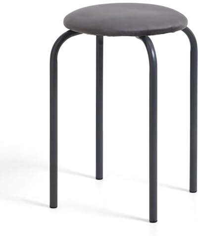 HMIR Velvet Stacking Stool With Metal Legs, Round Stacking Stool, Non-Slip Kitchen Stool, Flexible Seating Breakfast Dining Chairs for Home, Kitchen, Office & Classroom (Grey)