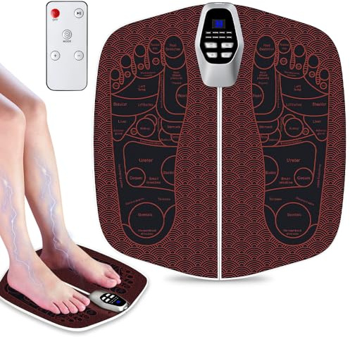 EMS Appareil de massage des pieds pour stimulateur de circulation sanguine Jambes et soulagement de la douleur Tapis de massage des pieds Appareil de massage des mollets pliable avec 8 modes et 32