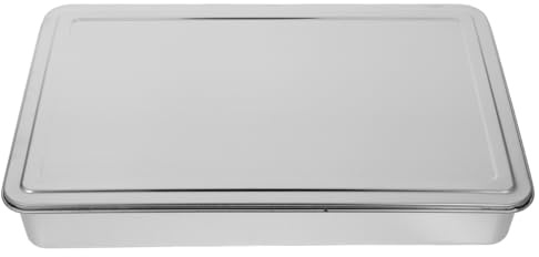KICHOUSE Teglia Rettangolare in Acciaio Inox 17,52X11,61X2,64 pollici con Coperchio Ermetico Teglia da Forno per Brownie e Torta con Distribuzione Uniforme del Calore Impilabile