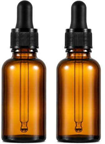Set med 2 pipettflaskor av brunt glas, 30 ml påfyllningsbara apoteksflaskor för eteriska oljor och färgämnen