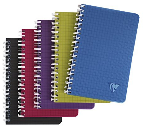 Clairefontaine 329546C Collection Linicolor Intensive Lot de 5 Carnets à Spirale - A5 14,8x21 cm - 180 Pages Petits Carreaux - Papier Blanc 90 g - Couverture Polypro - Couleurs Aléatoires Intensive