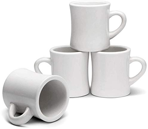 Serami Original 11oz White Diner Coffee Mug Set - Ceramic Mugs Great for Kitchen Set, Travel, and Hot Tea, Retro Waffle House Farmhouse Mug with Handle, Heavy Duty Coffee Cups (4 Pack)