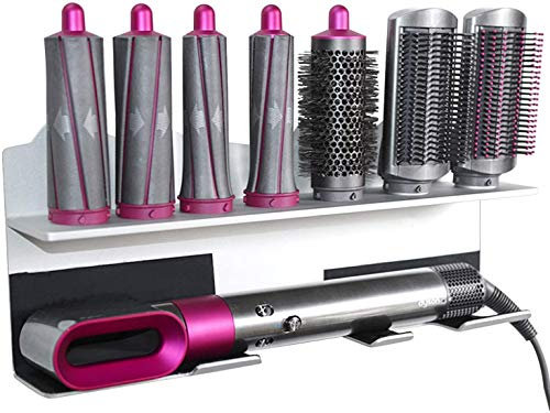 Luchs – Wandhalterung Organizer für Dyson Airwrap Haarstyler Lockenwickler Locken Haartrockner Halterung Ständer Fönhalter mit 7 Noppen für Verschiedene Aufsätze Aluminium(Silber)
