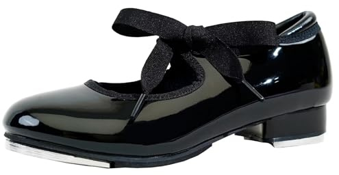 s.lemon Steppschuhe,2,5 cm Absatzhöhe Schnüren Stepp Schuhe für Kinder Erwachsene Schwarz EU32