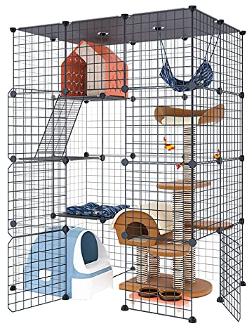 Eiiel Large Cat Cage Enclosure Indoor DIY Cat Playpen Detachable Metal Wire Kennels Crate 2x3x4 Large Exercise Place Ideal for 1-3 Cat