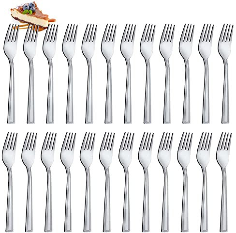 Forchette da Dessert 24 pezzi, Hunnycook forchette da dolce, in acciaio inox, forchette da dessert per casa, ristorante, feste all'aperto, lucidate e lavabili in lavastoviglie