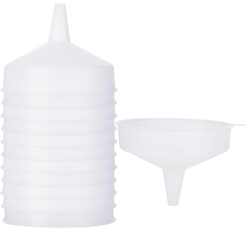 DAJAVE 12 Pcs 15cm Plastic Funnel for Filling Bottles or Containers Large Kitchen Funnels for Bottle Filing Essential Oil, Perfume, Lab Bottles, Science Laboratory Chemicals, Spices