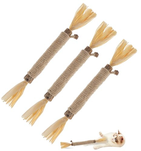 RELONGGI 3 PCS Silvervine Sticks for Cats - Natural Cat Chew Toys for Teeth Cleaning, Kitten Teething & Aggressive Chewers