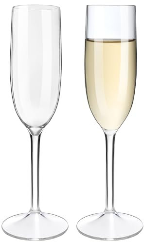 HAHASHOW Unzerbrechlich Tritan-Kunststoff Champagnergläser, Sektgläser, Camping Weingläser, 170ml Sektflöten für Party, Spülmaschinenfest, 2er Set