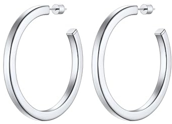 PROSTEEL Halvringar för dam 30 mm/40 mm/60 mm/80 mm öppna fyrkantiga ringar i rostfritt stål/guldpläterad/svart, 60mm, Rostfritt stål