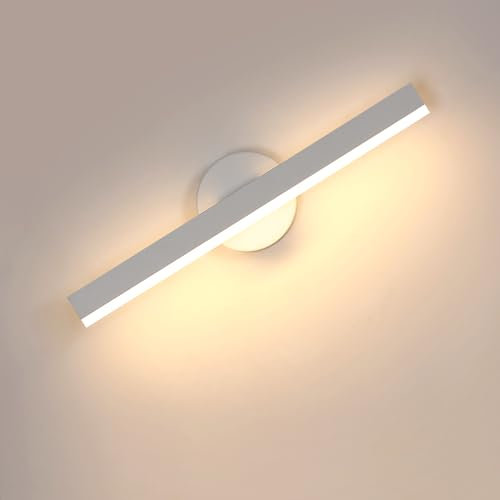 Riserva LED Badezimmer Spiegelleuchte 12W, 300° Drehbar LED Spiegellampe, Wandlampe Innen 3000K Warmweiß,Eisen Wandlicht Weiß Wandleuchte für Schlafzimmer, Wohnzimmer, Flur, Schminktisch Schrank