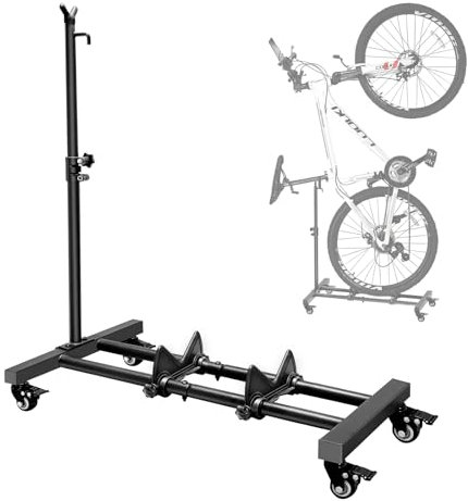 Mimoke Vertikaler Fahrradständer - Freistehender Fahrrad Bodenständer mit Feststellbaren Rädern, Höhenverstellbar, für Alle Fahrradtypen bis 4 Reifenbreite, Belastbarkeit bis 25KG, Ideal für Garage