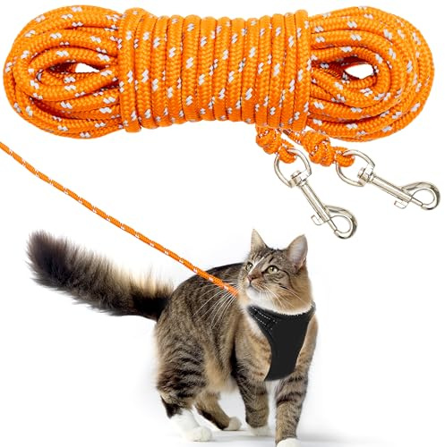 PETPMEEE Cat Leash, 15 ft & 30 ft Reflective Long Pet Leash for Outdoor Use