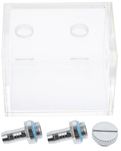 BAZEITFLOW Tanque de Refrigeración para PC de Acrílico Transparente Depósito de Agua para Enfriador Líquido con Tapones de Rápido Compatible con CPU Diseño y Práctico para Sistemas de