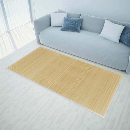 QUAHEAS Bambumatta, 100 x 160 cm, naturfärger, halkfri, för vardagsrum sovrum, slitstark, lättskött, miljövänlig