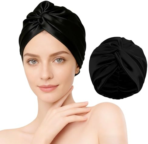 Smbxjer Bonnet de Nuit en Satin de Soie, élastique, Respirant, Doux et Confortable, Chapeau Sommeil Élastique et Respirant, Ajustable et adapté aux Cheveux Longs et bouclés