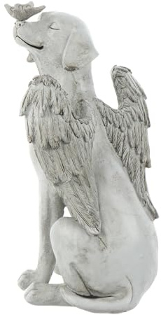 BETOOKY Estatua Conmemorativa y Memorial de Mascotas Decoración Realista de Resina Alas de Ángel para Perro para Jardín en Césped o Hogar