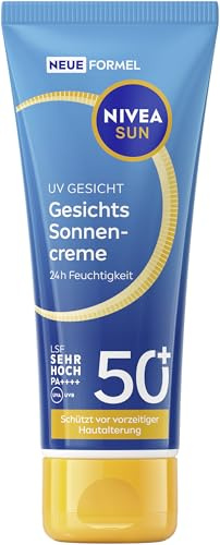 NIVEA SUN UV Gesicht Gesichts-Sonnencreme mit LSF 50+, sofortiger & wirksamer Sonnenschutz für das Gesicht, Sonnencreme mit 24h Feuchtigkeitspflege (40 ml)