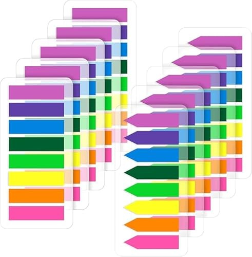 1600 Pièces Marque Page Adhesif, Notes Adhésives Onglets Index Collant Transparentes Onglet Adhesif Colorées Bande Marqueur de Page Inscriptible Sticky Tabs pour Maison, École, Bureau (8 Couleurs)