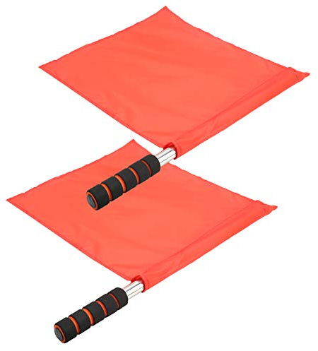 Haofy Lot de 2 Drapeaux de Juge de Ligne Haute visibilité, avec Poteaux Durables en Acier Inoxydable, pour Arbitre Sportif, 45 Cm (rouge)