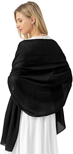 Bridesmay Mujeres Chales Bufanda De Gasa Para Boda Playa Fiesta Noche Black M 190cm*70cm