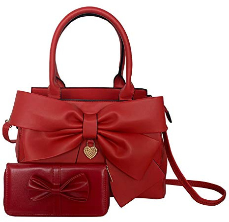 Damhandväska 2 st set stor rosett knut PU-läder topphandtag väska designer tygväska kuvertväska plånbok set för damer