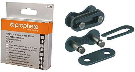 Prophete Fahrradkette Sport und Tourenrad-Kette 1/2 x 1/8 Zoll 112 Glieder für Narbenschaltung, 223 & Kettenverschlussglieder, schwarz, L